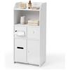Baroni Home Mobiletto Bagno Salvaspazio in Plastic Wood, Mobile Multiuso 45x25x90 cm, Design Compatto, Facile da Montare e Pulire, Ideale per Bagno, 3 Ante Porta Cartaigienica 2 Ripiani