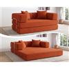 Vipbear 5-in-1 Divano a 2 posti, 160cm Sofa Bed funzione letto divano a pavimento | Divano a 2 posti disossato schiuma ad alta densità pet-friendly sofa bed, per camera compatta, senza montaggio, arancione