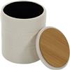 HOMCOM Pouf contenitore rotondo con coperchio, Ø36,5x46,5cm, Beige | Sgabello, Pouf in ciniglia per piedi, per camera da letto, ingresso, soggiorno, capacità 120 kg.