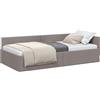 Qnhdfrt Struttura Letto Angolare in Tessuto Talpa 80x200 cm | Design a L salvaspazio per camera da letto o studio con testiera reversibile e rete a doghe integrata. Portata 140 kg.