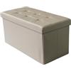 milani home - pouf contenitore rettangolare, ecopelle, seduta contenitore poggiapiedi, tortora, 76 x 38 x 38 cm