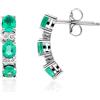 LUXURY MILANO Orecchini contornato oro bianco 18kt con smeraldo e diamanti