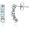 LUXURY MILANO Orecchini contornato oro bianco 18kt con acquamarina e diamanti