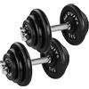 MOVIT® Set di 2 Manubri Regolabili 20-60 kg, Ghisa, Barre 30 mm, Zigrinate | Impugnature Zigrinate Antiscivolo, Barre Cromate, Chiusure a Stella; Pesi Regolabili per Allenamento, Fitness, Casa/Palestra