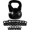 MOVIT® Kettlebell 1-20 kg, Plastica Salvapavimento, Ergonomico, Base Piatta | 9 Pesi a Scelta, Indicazione kg Visibile, Protezione Pavimento; Peso con Maniglia per Fitness, Ginnastica e Allenamento