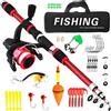 BIZOI Set da pesca per bambini, con mulinello, set di esche e borsa per il trasporto, canna da pesca telescopica in fibra di carbonio da 1,8 m, accessori da pesca per ragazzi e ragazze dai 3 ai 10