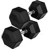 MOVIT® Set di 2 Manubri Esagonali 4-60 kg, Ghisa Gommata, Presa Cromata | Forma Anti-Rotolamento, Impugnature Ergonomiche Antiscivolo; Pesi Silenziosi per Allenamento, Fitness, Palestra e Casa
