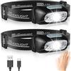 Glangeh Torcia Frontale LED, Lampada Frontale Potente con Sensore Movimento | USB Ricaricabile e IPX6 Impermeabile, 4 Modalità e Batteria 1200mAh, Leggera Accessori per Lanterne Campeggio Pesca Trekking
