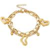 Mesnt Bracciali Donna Acciaio, Bracciale A Doppia Catena con Ciondolo A Cuore Cavo 24,5 cm in Acciaio Inossidabile per Donne