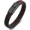 Ayoiow Braccial Uomo Acciaio Pelle Bracciale Intrecciato Bracciale A Catena per Uomo