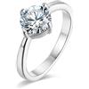 Mesnt Anello in Acciaio Donna, Anello di Fidanzamento Solitario con Cubic Zirconia Taglio Rotondo, Anello in Acciaio Inossidabile per Donna