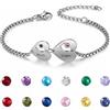 RolaOnly Bracciale Cuore Inciso Nome Bracciale Pietra Nascita Donna | Gioiello Personalizzato Regalo Mamma Figlia Moglie Amica Compleanno Festa Della Mamma Catena Ciondolo Cuore Per Lei