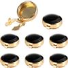 YOFAPA Copribottoni per camicie da uomo, 8 pezzi, gemelli, set di coperture per bottoni in rame lucido, include 2 oro-nero da 17,5 mm e 6 oro-nero da 15 mm