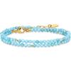 COAI Bracciale Donna Pietre Naturali Fino Minimalista Doppio Strato | Bracciale in pietre naturali da donna fino con perline di 3mm, stile ellegante doppio filo, regolabile