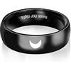 Mesnt Anello in Acciaio Inossidabile, Anelli Donna Acciaio Inossidabile Nero Acciaio Anelli Uomo Donna 6/8MM Luna e Anello del Sole Anello