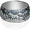 THJEW Anelli per uomo e donna, in acciaio inox placcato argento, stile retrò vichingo norvegese, vintage, con testa di lupo, gioielli punk per donne e uomini
