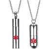 Flongo SOS Capsula di emergenza ciondolo collana in acciaio inox ciondolo catena argento rosso Medical Alert ID SOS emergenza Capsula di emergenza Personalizzata Marca Medica Uomo, Donna