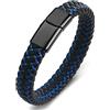 Ayoiow Braccial Uomo Acciaio Pelle Bracciale Intrecciato Bracciale A Catena per Uomo