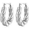 Ayoiow Acciaio Inossidabile Argento Orecchini Vintage Cerchio Forma A U Contorta Orecchini Donna