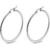 Mesnt Orecchini Donna, Orecchini Acciaio Chirurgico Orecchini a Piatto Grande Cerchio Orecchini Cerchio per Bambina, Argento/Nero/Oro/Oro Rosa, 20mm/30mm/40mm/50mm/60mm