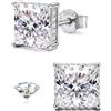 Morfetto Moissanite Orecchini Uomo Donna Argento 925 Placcatura Oro 18K | Orecchini Punto Luce Ipoallergenici Argento S925 con Moissanite Taglio Princess Brillante Color D VVS1 Alternativa Diamante
