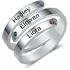Gaosh Anello Personalizzato con Nome e Pietra Natale per Donna, Anello di Promessa Regolabile in Acciaio Inossidabile Regali di Compleanno per Mamma Nonna Coppie San Valentino e Festa della Mamma
