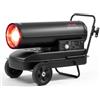VEVOR Riscaldatore a Cherosene ad Aria Forzata Potenza 30kW per Magazzino, Cannone Termico Diesel Portatile a Combustione Diretta, con Ruote e Termostato, per Garage, Camper, Officina e Cantiere, Nero