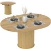 HOMCOM Tavolo da Pranzo Allungabile Rotondo 6-8 Persone 110-150cm Naturale | ad Ovale, Pannelli Rimovibili, Base a Piedistallo, Sala da Pranzo, Soggiorno