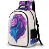 WECECE Zaino Scolastico Lion Motif Ragazzo 13-15 Anni Borsa Scolastica Animal Lion Ragazze Classe 8-10 Cartella Scolastica Durable Grande Gita Viaggio Bookbag
