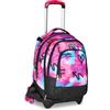 Seven Zaino Trolley Scuola Elementare Bambina, Zainetto Staccabile, Carrello Sganciabile, Spallacci a Scomparsa, 3 ruote, azzurro/fucsia