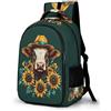 WECECE Zaino Scuola Cow Design Studenti 13 Anni Borsa Scolastica Sunflowers Bull Ragazzi Classe 7-9 Cartella Scolastica, Durable Comodo Viaggio Uso Quotidiano School Bag