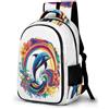 WECECE Zaini Dolphin Motif Bambino 9 Anni Zaino per Computer Marine Life Print Bambina Elementare Cartella Scolastica Leggero Impermeabile Viaggio Uso Quotidiano Daypack