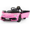 Garvee Auto Elettrica 12V per Bambini Lamborghini Telecomando Rosa | Porte Idrauliche, Luci LED, Bluetooth, USB e Avviamento Morbido