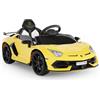 Garvee Auto Elettrica 12V per Bambini Lamborghini Telecomando Giallo | Porte Idrauliche, Luci LED, Bluetooth, USB e Avviamento Morbido