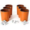 FDKene Set di 6 Dice Cup in Pelle PU con 36 Dadi, Tazze per Dadi Insonorizzate e Portatili con Fodera in Feltro, Set per Giochi da Tavolo, Feste, Bar e Campeggio, Ideale per Yahtzee e Farkle, Marrone