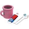 Joygoodta Accessori da bagno per casa delle bambole, spazzolino da denti in miniatura, dentifricio e set di tazze, piccoli giocattoli da bagno per l'arredamento della casa delle bambole, rosa