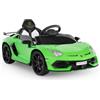 Garvee Auto Elettrica 12V per Bambini Lamborghini Telecomando Verde | Porte Idrauliche, Luci LED, Bluetooth, USB e Avviamento Morbido