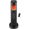 BEPER P203TER010 Termoventilatore ceramico a colonna, 2000w, Pannello di controllo touch, Fiamma LED, Telecomando incluso, Nero