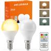 BrightArk Lampadina LED E14 G45 Dimmabile 5W, 3 Temperature di Colore con Telecomando | Bianco Caldo/Bianco Naturale/Bianco Freddo, AC 220-240V, Memoria & Timer, 5W per Lampada da Tavolo Comodino (2 Pezzi)