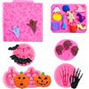 Vulevirtue 6 Pezzi Halloween Stampo In Silicone,Forma Di Teschio Stampi In Silicone Stampi Da Forno In Silicone Stampo Teschio 3D Con Zucca Pipistrello Teschio Fantasma Per Biscotti, Tortini, Cioccolato