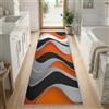 Generic Tappeto per corridoio, 60 x 120 cm, con motivo geometrico astratto, onde, antiscivolo, resistente, con retro in gomma, lavabile, per corridoio, cucina, camera da letto, arancione e nero