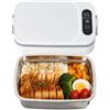 Generico Scaldavivande Elettrico Portatile Senza Fili 1L, Batteria 12000mAh con Time | Lunch Box Termico con Vaschetta, Spegnimento Automatico per Auto, Camion, Ufficio, Viaggi e Cantiere, Scalda Pranzo Bian