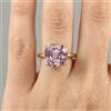 Anello Pietra Morganite 12mm Placcato 10k Oro Argento 925 Vintage Mis. 7/8