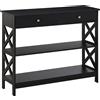 HOMCOM Tavolo Consolle con 2 Cassetti e 2 Mensole, Mobile da Ingresso e Soggiorno in MDF, 100x30.5x80cm, Nero