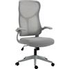 HOMCOM Sedia Ufficio Ergonomica Girevole con Braccioli Ribaltabili, Funzione Dondolo, Altezza Regolabili in Rete, Grigio | Aosom Italy