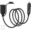 vsshe Presa Accendisigari Auto con Cavo Prolunga 2 Metro, Prolunga Accendisigari 12V/24V, Convertitore a Presa Accendisigaris con 15A Fusibile, per Camper Caravan Frigo Compressore, DVR Dash Camera