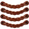 Brute Strength Maniglie pelle intrecciata 16,5 x 2,5 cm Cognac 4 pezzi | Maniglie intrecciate in cuoio pieno fiore per mobili, armadi e cassettiere; due lunghezze di vite incluse