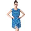 Vhersily Donna Vestito da Ballo Latino con Tassel Paillettes Abiti Flapper Anni 20 | Vestito Latino Americano Lustrino con Nappa Vestito Gatsbi Costume da Ballo per Tango Jazz Rumba Salsa Tassel Frange