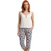 FREDDY Pigiama Donna Cotone Canottiera Pinocchietto Completo Notte Homewear