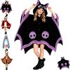 Generic Cute Bat Blanket Hoodie,Cute Halloween Women Wearable Blanket Hoodie | Plush Coral Fleece Hooded Cloak with Skull Pockets,Button Front, Animals Warm Plush Blankets,Halloween Cosplay Party Gift